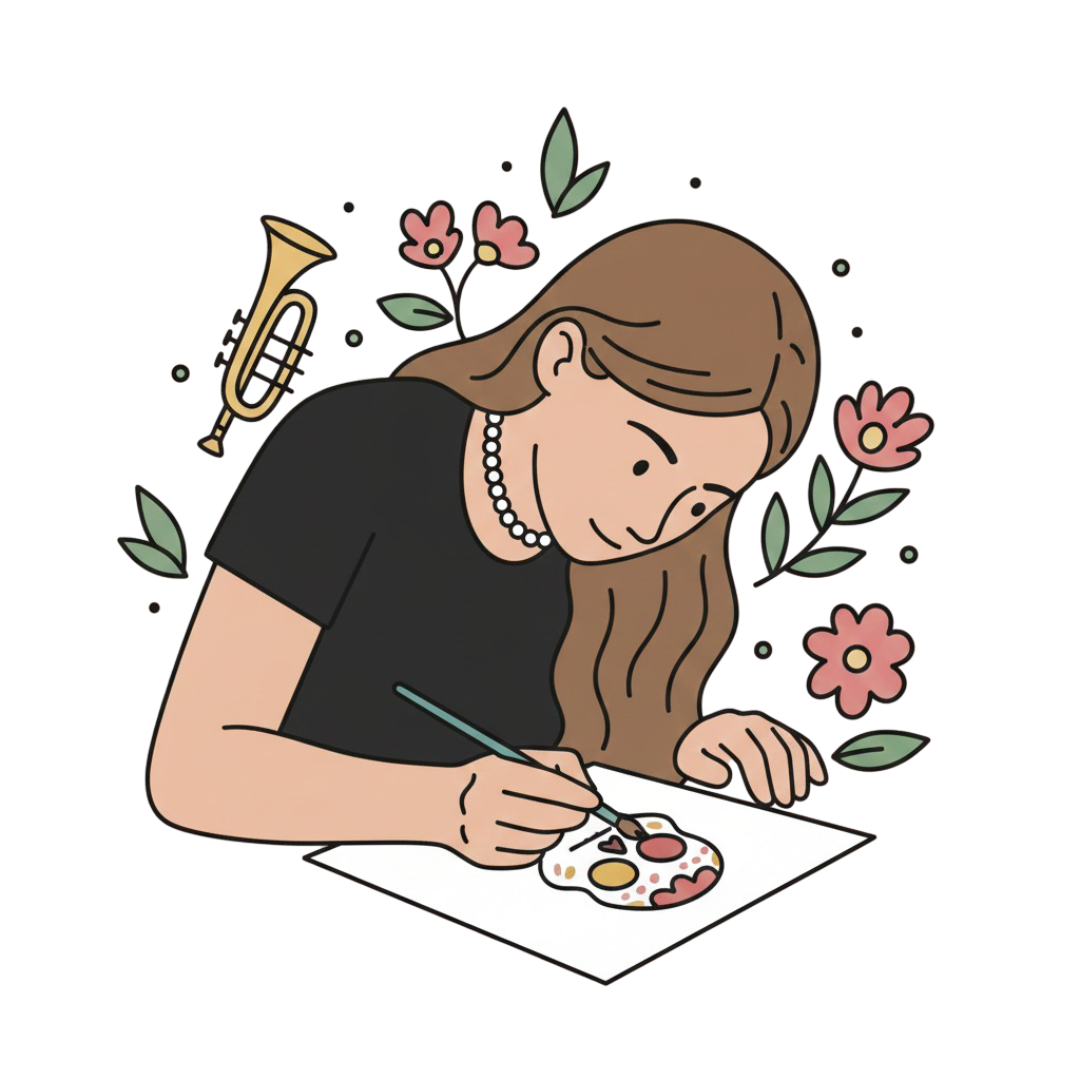 Illustration of a young woman drawing as part of a STEM workshop